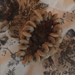 Bracelet wooden bead, silver, earrings